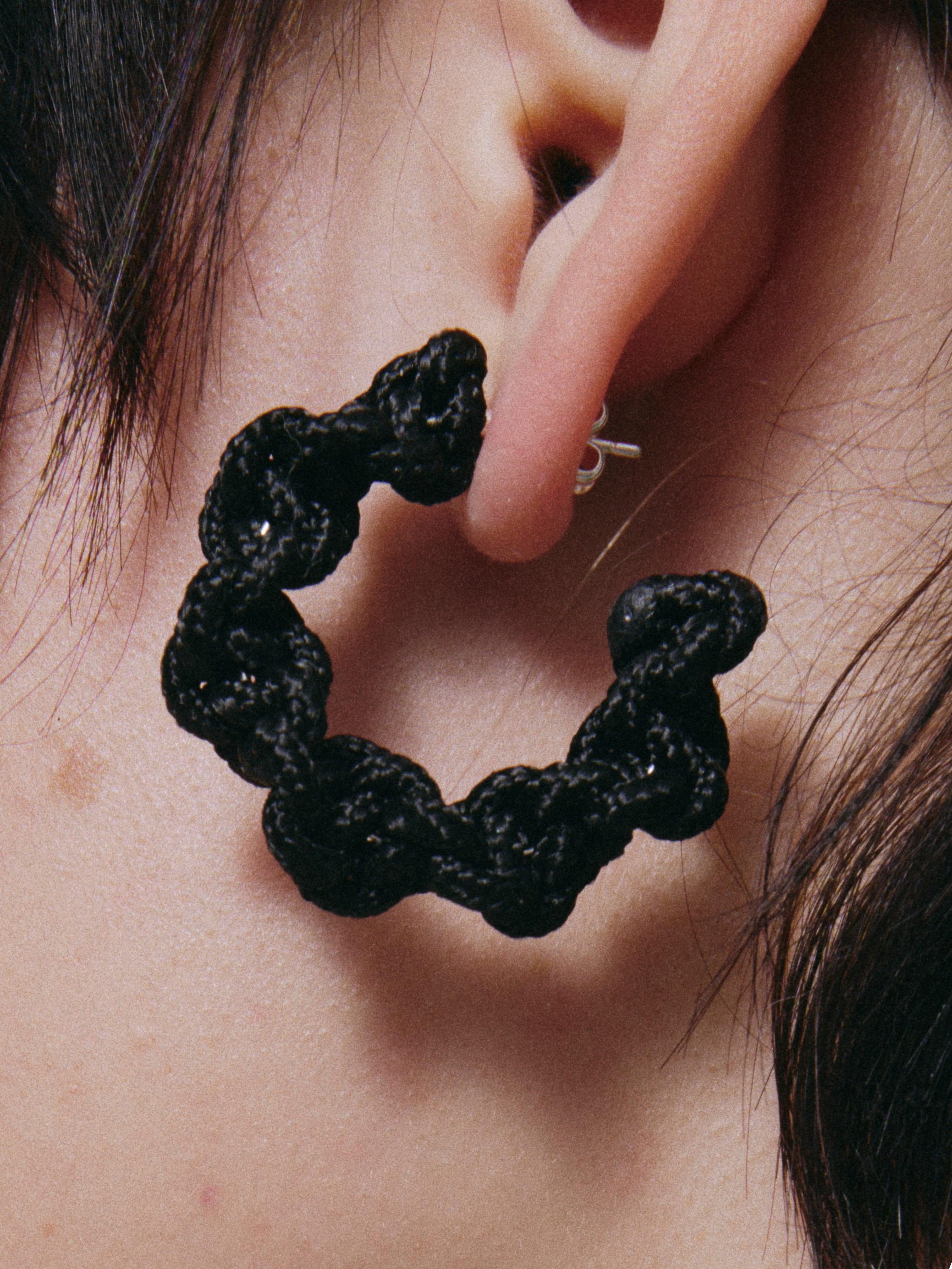 Black Spiral Hoop Earrings