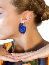 Blue SS Medium Hoop Earrings