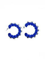 Blue SS Medium Hoop Earrings