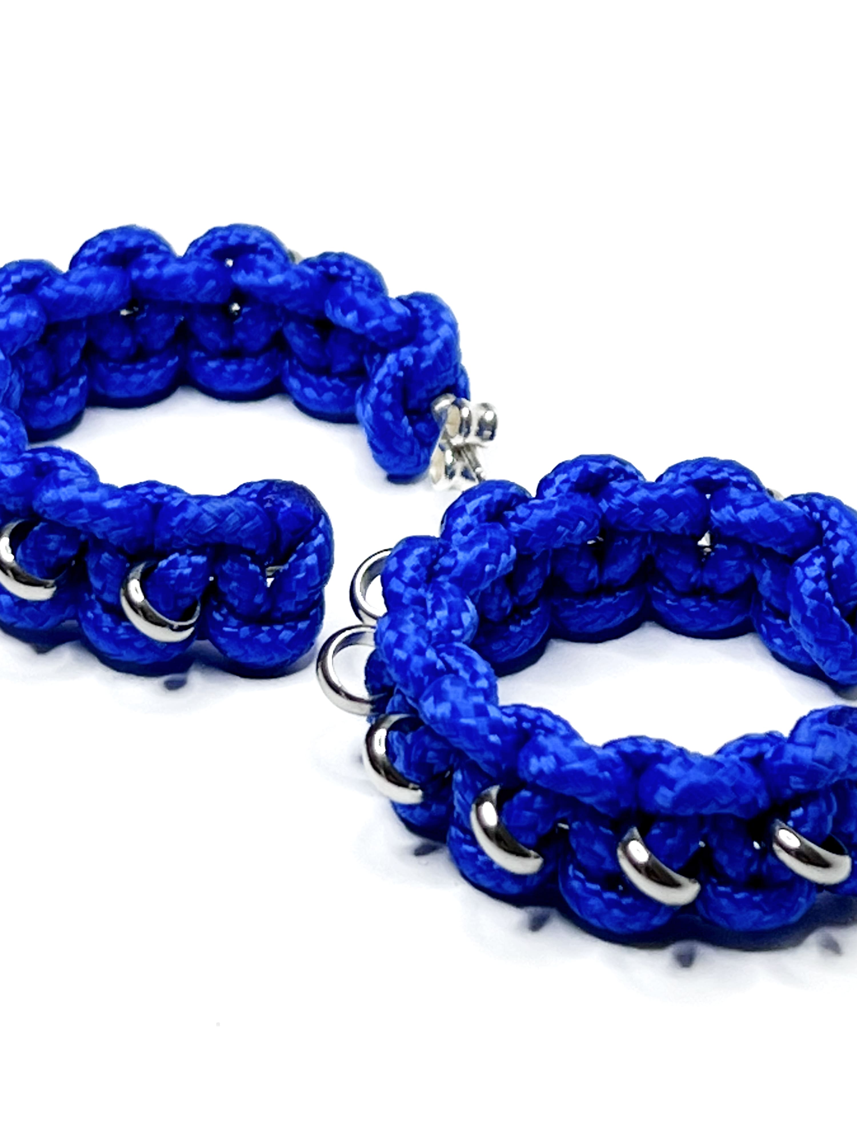 Blue SS Medium Hoop Earrings